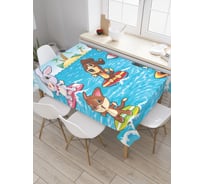Прямоугольная скатерть JoyArty Зверюшки на море из сатена tc_29456_120x145