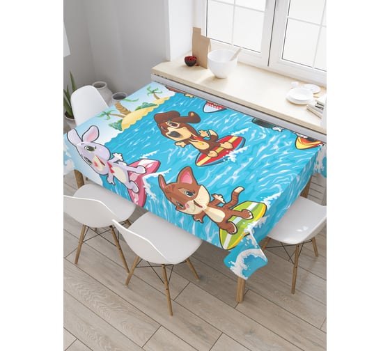Прямоугольная скатерть JoyArty Зверюшки на море из сатена tc_29456_120x145 1