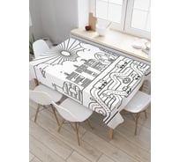 Прямоугольная скатерть JoyArty Графический Детройт из сатена tc_38099_120x145