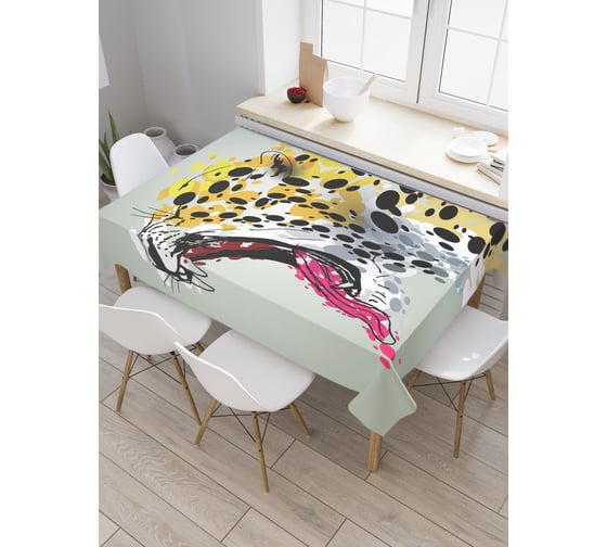 Прямоугольная скатерть JoyArty Гепард акварелью из сатена tc_29229_120x145 1