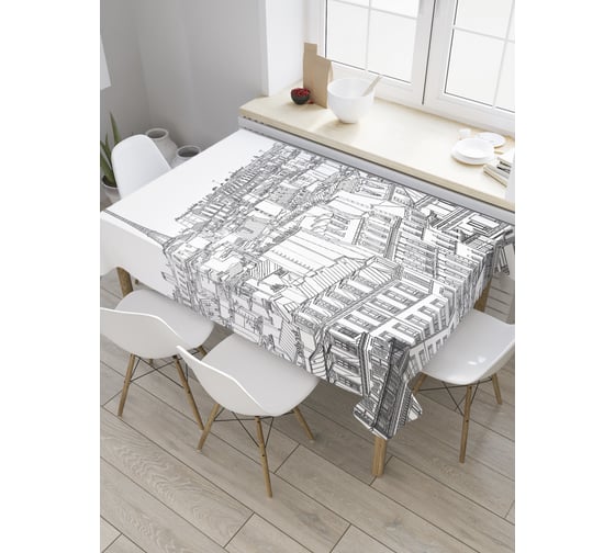 Прямоугольная скатерть JoyArty Зарисовки из Парижа из сатена tc_28005_120x145