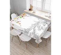 Прямоугольная скатерть JoyArty Нарисованная скамейка и дерево из сатена tc_5003_120x145