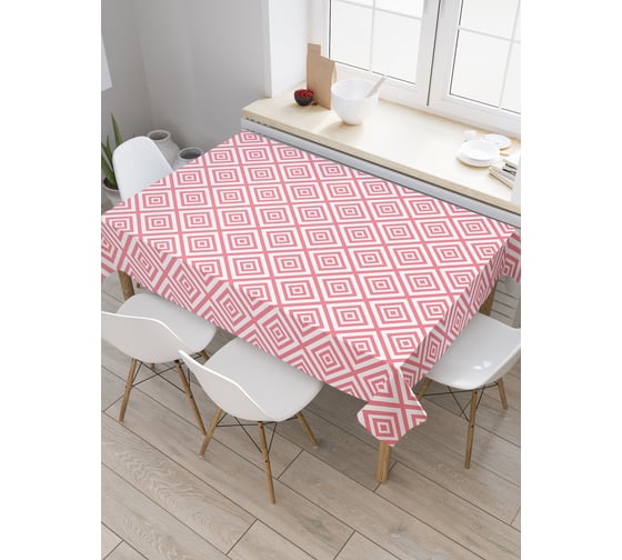 Прямоугольная скатерть JoyArty Розовая геометрия из сатена tc_28934_120x145 1