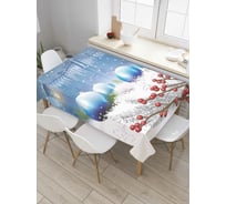 Прямоугольная скатерть JoyArty Елочные шары у ворот из сатена tc_5686_120x145
