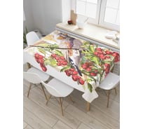 Прямоугольная скатерть JoyArty Птичка на рябиновой ветке из сатена tc_38367_120x145