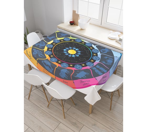 Прямоугольная скатерть JoyArty Зодиакальный календарь из сатена tc_18683_120x145 1