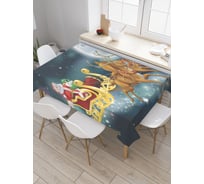 Прямоугольная скатерть JoyArty На оленях через космос из сатена tc_20042_120x145