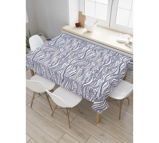 Прямоугольная скатерть JoyArty Волны дудл из сатена tc_37413_120x145 1