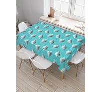 Прямоугольная скатерть JoyArty Зигзаги с рыбами из сатена tc_19631_120x145