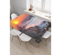 Прямоугольная скатерть JoyArty Волнистый закат из сатена tc_19848_120x145