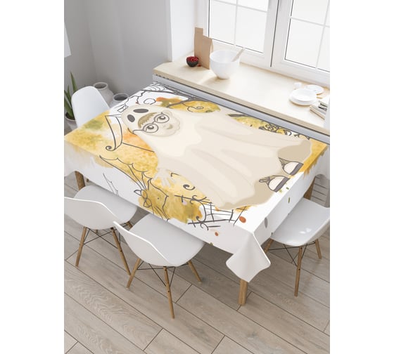 Прямоугольная скатерть JoyArty Смешной призрак в очках из сатена tc_4802_120x145 1