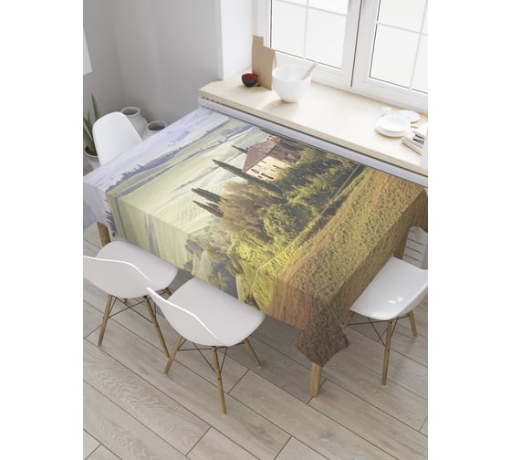 Прямоугольная скатерть JoyArty Дом на холмистом поле из сатена tc_9220_120x145 1