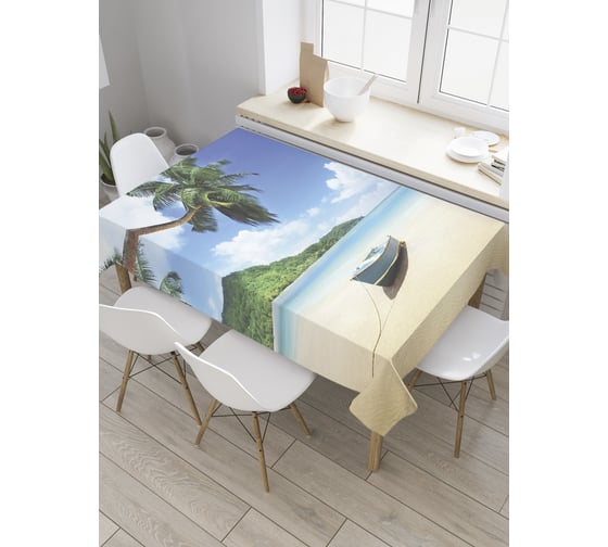 Прямоугольная скатерть JoyArty Заплыв на остров из сатена tc_8974_120x145 1