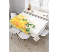 Прямоугольная скатерть JoyArty Желтые розы и жемчуг из сатена tc_55147_120x145