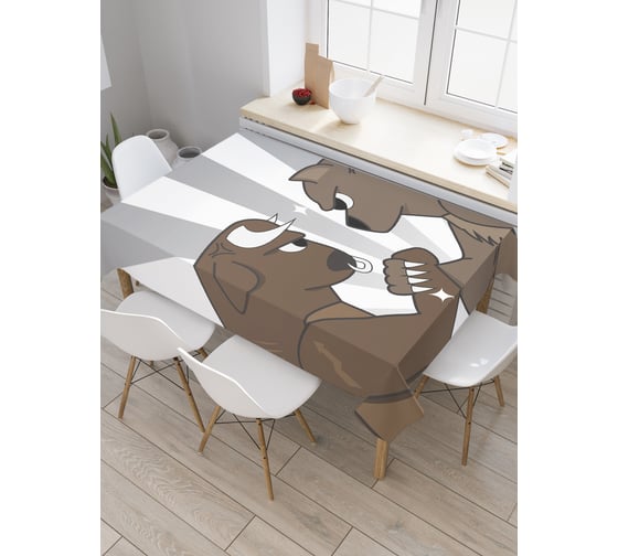 Прямоугольная скатерть JoyArty Дикий бой из сатена tc_9548_120x145 1