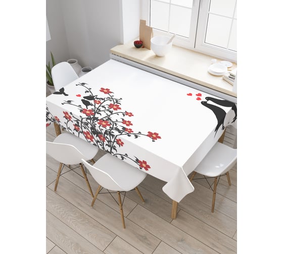 Прямоугольная скатерть JoyArty Воркующие голуби из сатена tc_2502_120x145 1