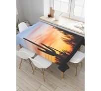 Прямоугольная скатерть JoyArty Закат с кактусами из сатена tc_7654_120x145
