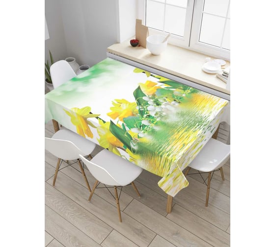 Прямоугольная скатерть JoyArty Водные нарциссы из сатена tc_7558_120x145 1