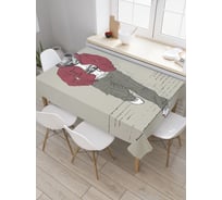 Прямоугольная скатерть JoyArty Стильная кошка из сатена tc_30427_120x145