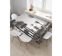 Прямоугольная скатерть JoyArty Дорога среди пальм из сатена tc_38168_120x145