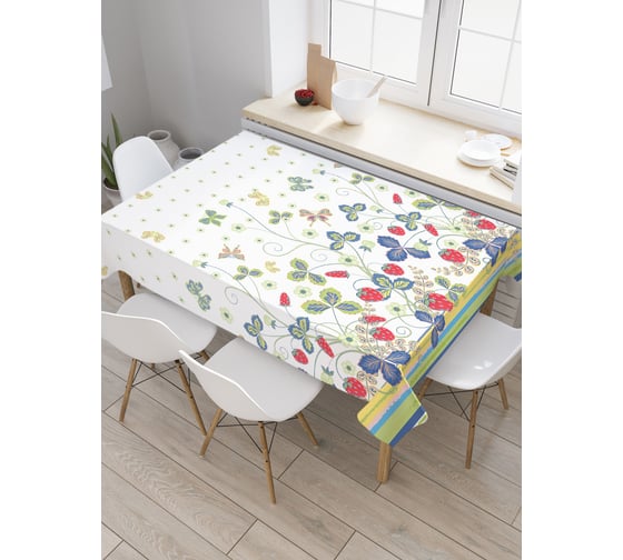 Прямоугольная скатерть JoyArty Земляничная преграда из сатена tc_30381_120x145 1