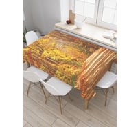 Прямоугольная скатерть JoyArty Дорога в осеннем лесу из сатена tc_37656_120x145