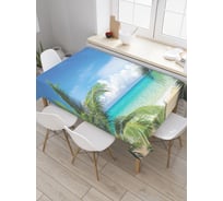 Прямоугольная скатерть JoyArty Зеленые тропики из сатена tc_18938_120x145