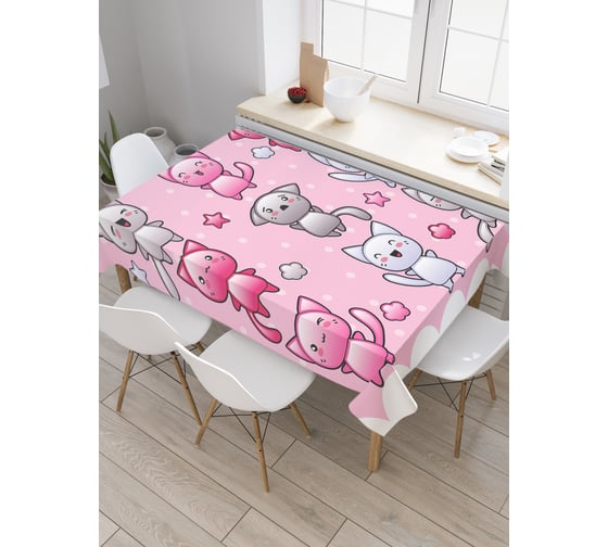Прямоугольная скатерть JoyArty Звездные котики из сатена tc_23809_120x145 1