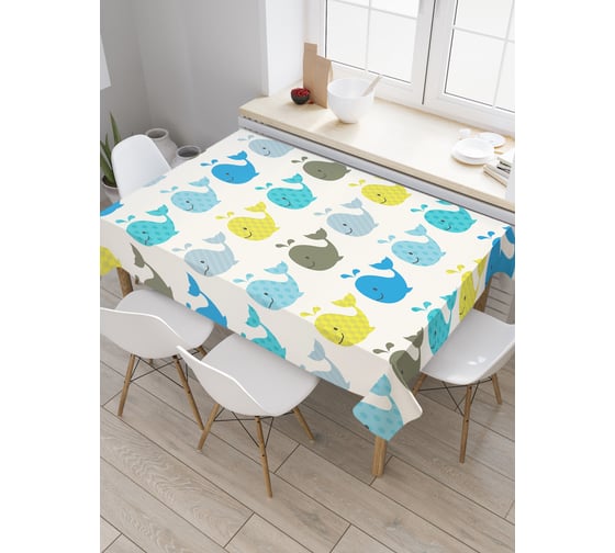 Прямоугольная скатерть JoyArty Пятнистые киты из сатена tc_26877_120x145 1