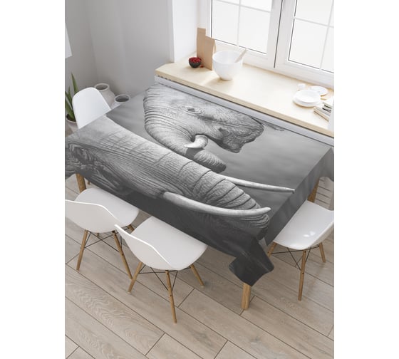 Прямоугольная скатерть JoyArty Семья слонов из сатена tc_21072_120x145 1