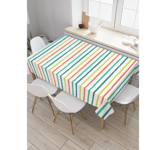 Прямоугольная скатерть JoyArty Радуга линий из сатена tc_30713_120x145 1