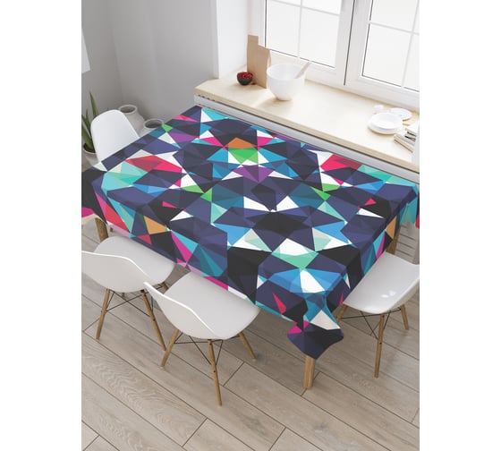 Прямоугольная скатерть JoyArty Разноцветные осколки из сатена tc_30745_120x145 1