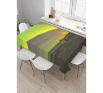 Прямоугольная скатерть JoyArty Северное сияние над одиноким домиком из сатена tc_29267_120x145