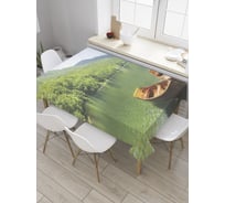 Прямоугольная скатерть JoyArty Деревянный причал на озере из сатена tc_28442_120x145