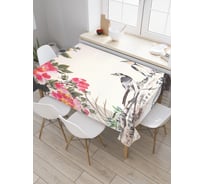 Прямоугольная скатерть JoyArty Птицы у цветов из сатена tc_30334_120x145