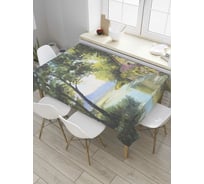 Прямоугольная скатерть JoyArty Домик в деревне из сатена tc_9256_120x145