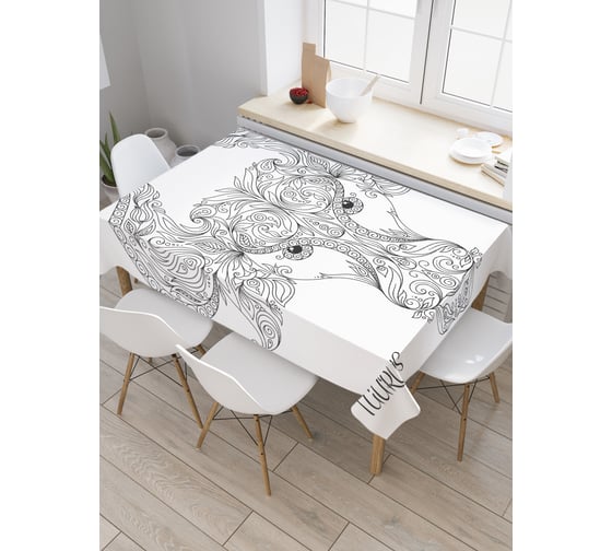 Прямоугольная скатерть JoyArty Внимательный телец из сатена tc_18698_120x145 1
