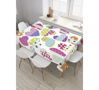 Прямоугольная скатерть JoyArty Сердца из лоскутков из сатена tc_32178_120x145