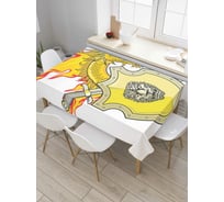 Прямоугольная скатерть JoyArty Дракон и щит из сатена tc_36669_120x145