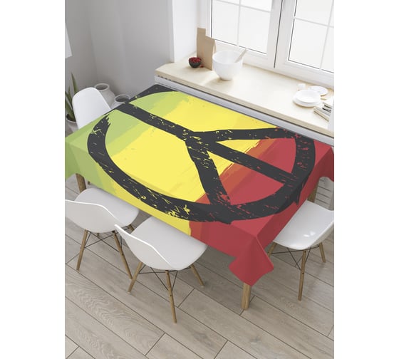 Прямоугольная скатерть JoyArty Знак пацифик из сатена tc_36082_120x145 1