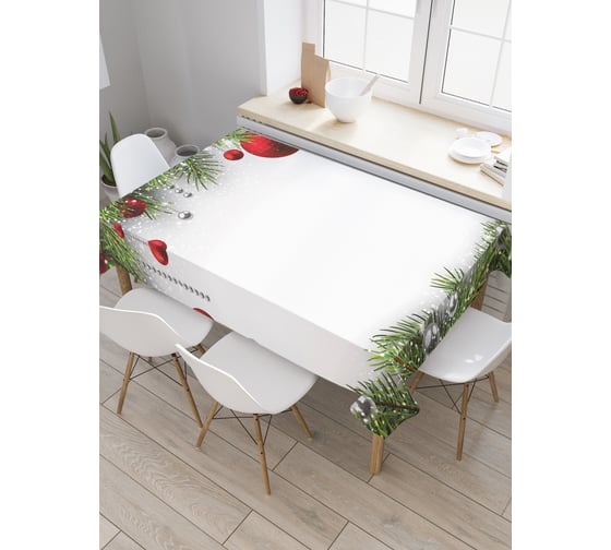 Прямоугольная скатерть JoyArty Нарядные еловые лапы из сатена tc_20072_120x145 1
