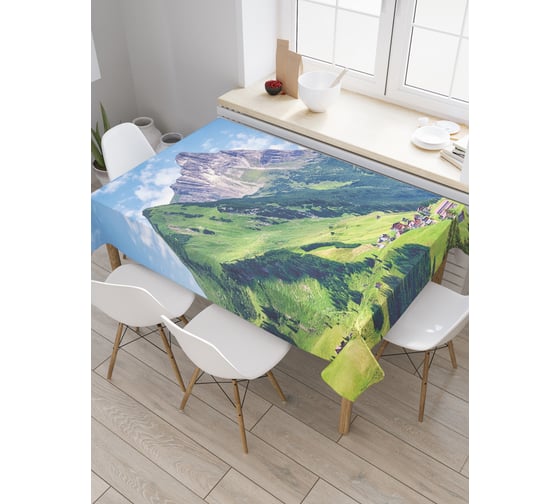 Прямоугольная скатерть JoyArty Зеленые горы из сатена tc_21262_120x145