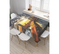 Прямоугольная скатерть JoyArty Городской трафик на закате из сатена tc_31607_120x145