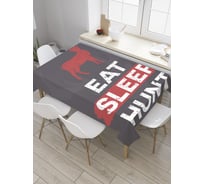 Прямоугольная скатерть JoyArty Есть, спать, охотиться из сатена tc_35805_120x145