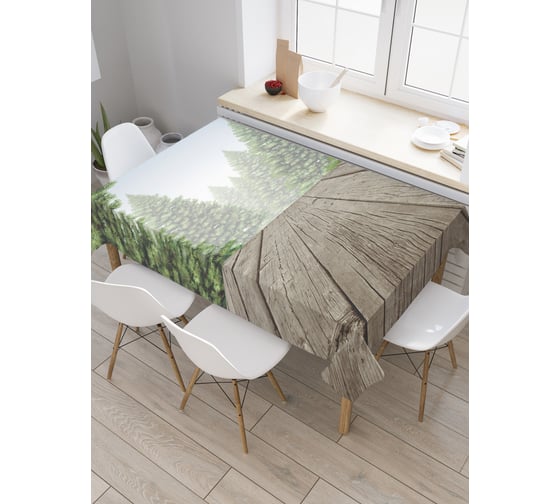 Прямоугольная скатерть JoyArty Выход в еловый лес из сатена tc_31549_120x145 1