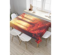 Прямоугольная скатерть JoyArty Солнечный лесной туман из сатена tc_6475_120x145