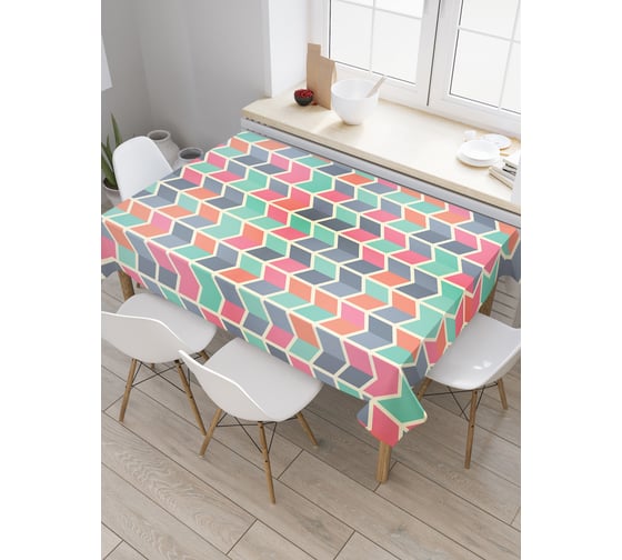 Прямоугольная скатерть JoyArty Геометрическая чешуя из сатена tc_30874_120x145 1