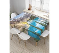 Прямоугольная скатерть JoyArty Горы у озера из сатена tc_8544_120x145