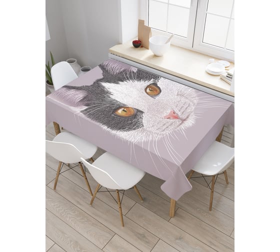 Прямоугольная скатерть JoyArty Наблюдательная кошечка из сатена tc_29331_120x145 1