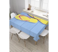 Прямоугольная скатерть JoyArty Вьетнамки на террасе из сатена tc_34753_120x145